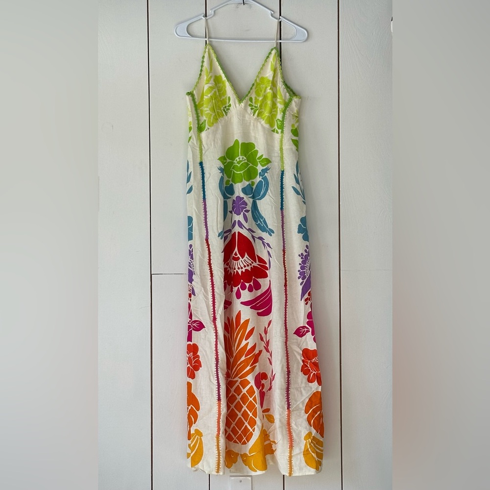 Farm Rio Tropical Graphic Maxi Dress Sz M Multicolor NWT - Picture 5 of 15